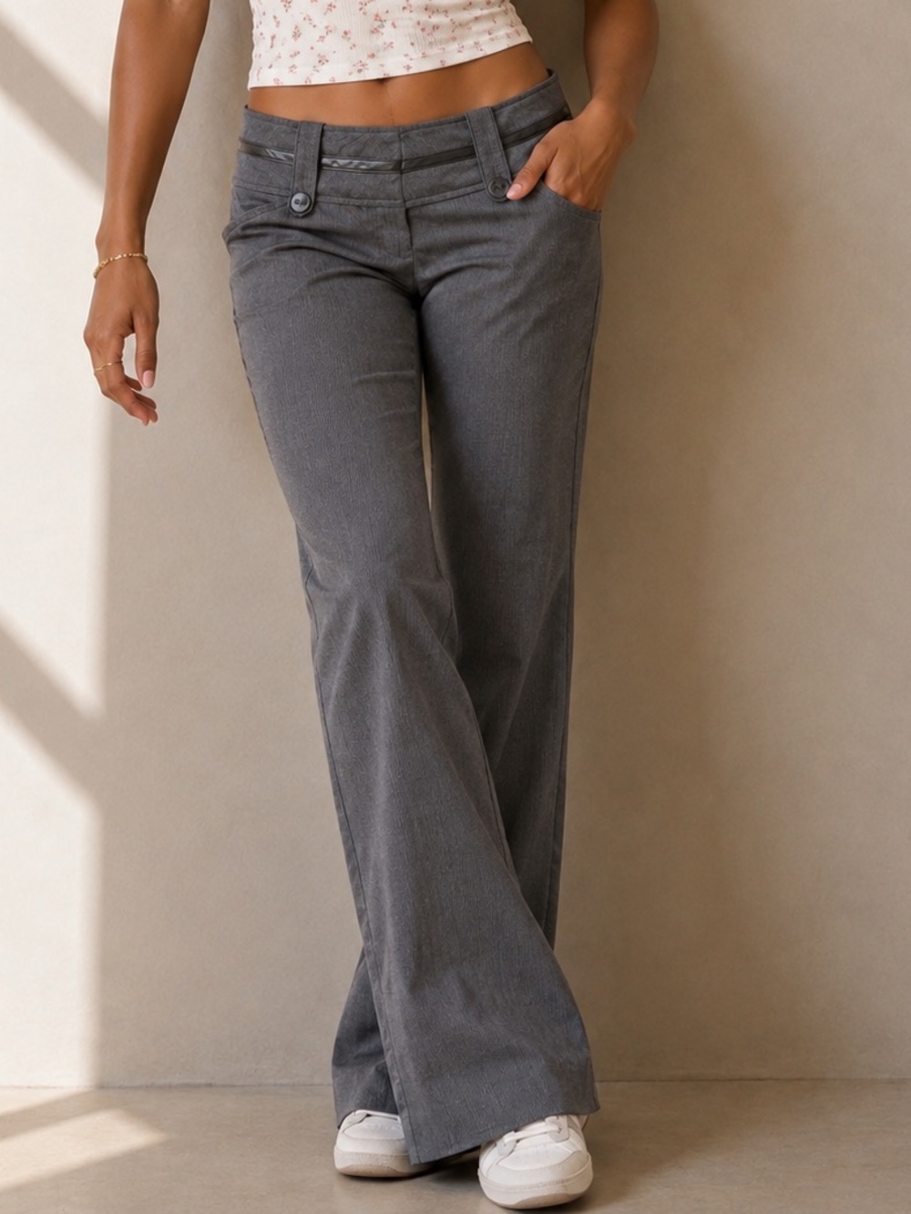 Y2K Dynamite Grey Low Rise Trousers